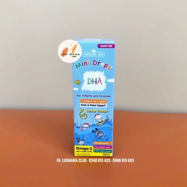 DHA Nature’s Aid dạng giọt cho bé 3 tháng đến 5 tuổi (vị chanh).