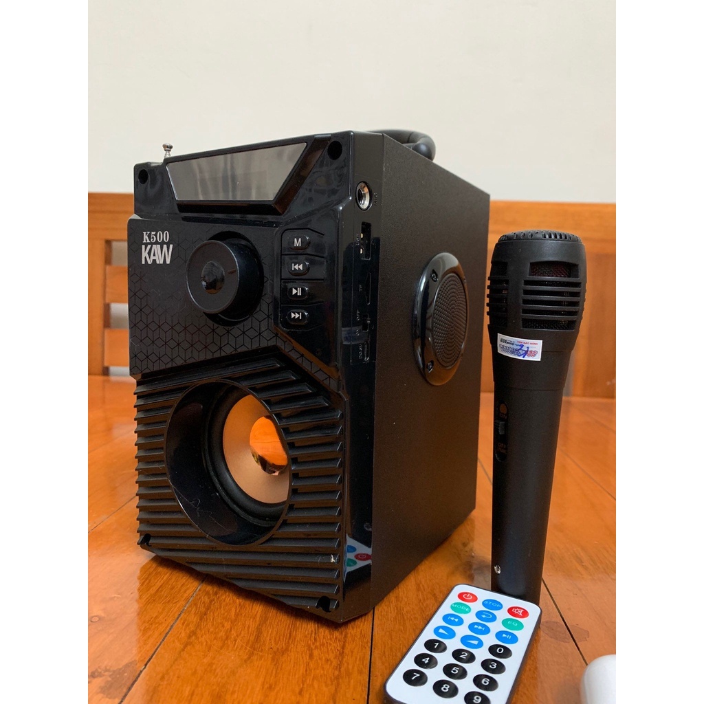 [ Tặng Mic ] Loa Bluetooth Karaoke Công Suất Lớn, Điều Khiển Và Dây Sạc Chính Hãng KAW - Bảo hành uy tin 1 đổi 1 2 năm