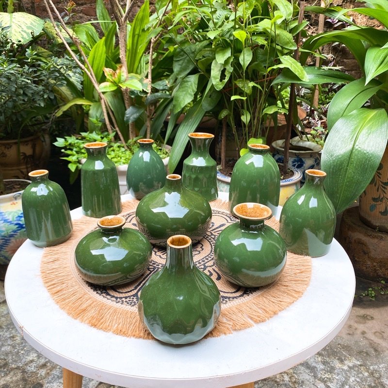 Set Lọ Hoa Mini Gốm Sứ Bát Tràng Màu Sắc 8-14cm - Lọ Hoa Decor