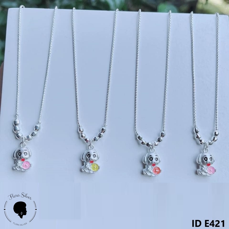 Vòng cổ bạc cho bé hình chó FLORA E421