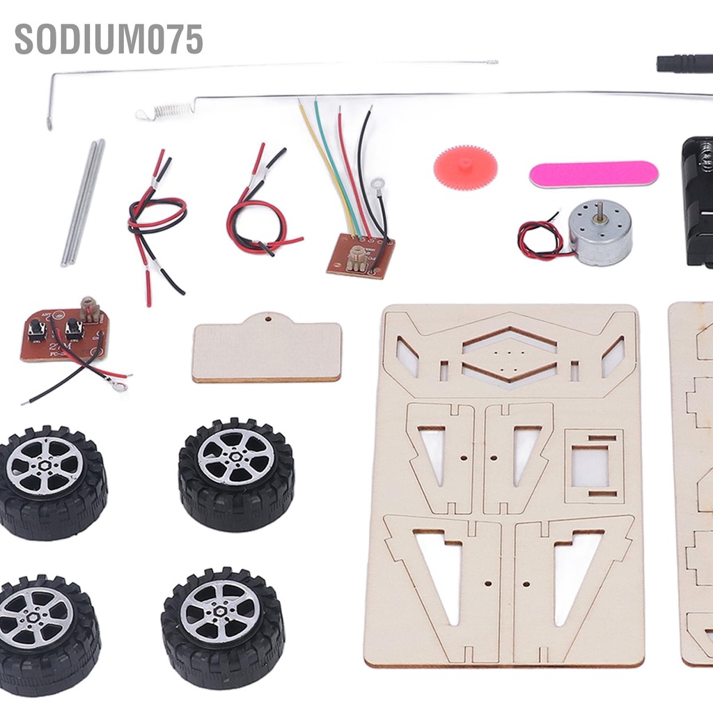 Sodium075 Bộ dụng cụ mô hình ô tô tự làm Động cơ điện Điều khiển từ xa Ô bằng gỗ Đồ chơi xây dựng STEM Khoa học giáo dục Quà tặng dành cho thanh thiếu niên