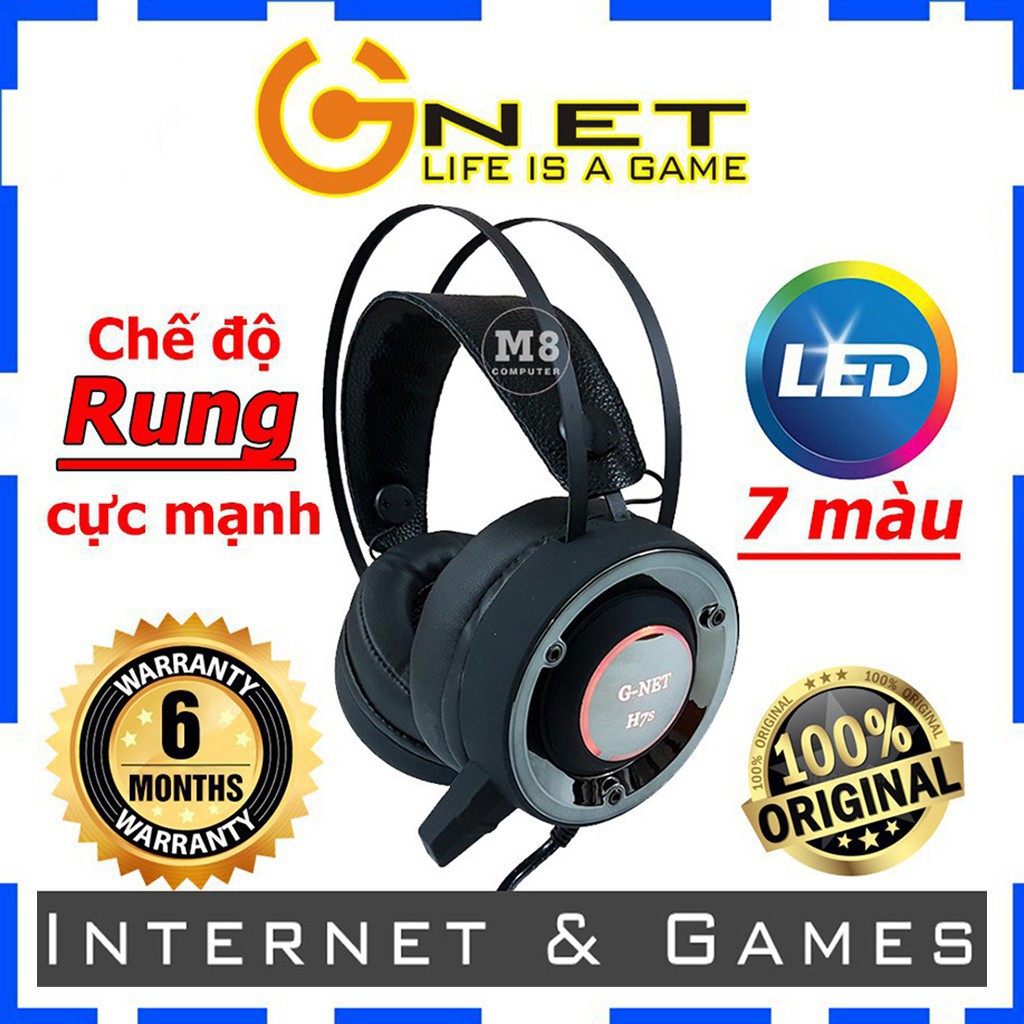 [1 đổi 1] Tai nghe gaming G-NET H7S - Led đổi màu - Có Rung - Dùng được cho điện thoại - Bảo Hành 12 tháng