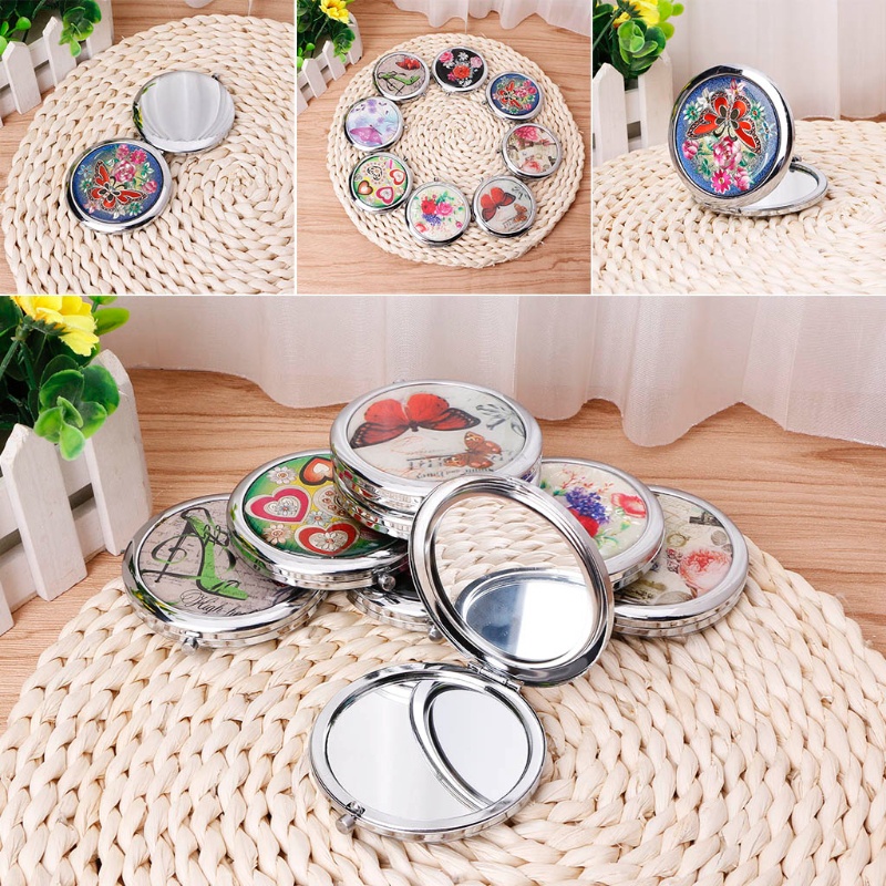 Gương Trang Điểm Mini Bỏ Túi Gấp Được Hai Mặt Phong Cách Vintage