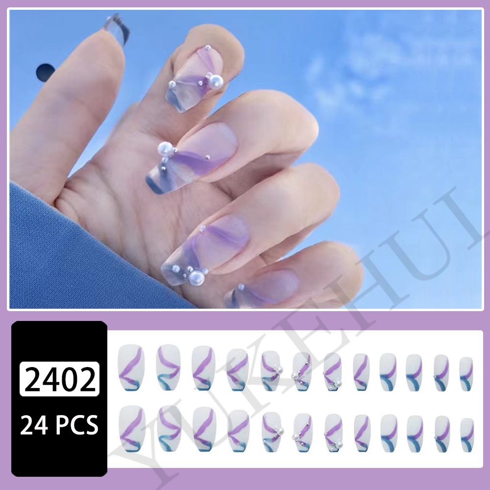 Set 24 / 24 Móng Tay Giả Trang Trí Nghệ Thuật Cho Nữ