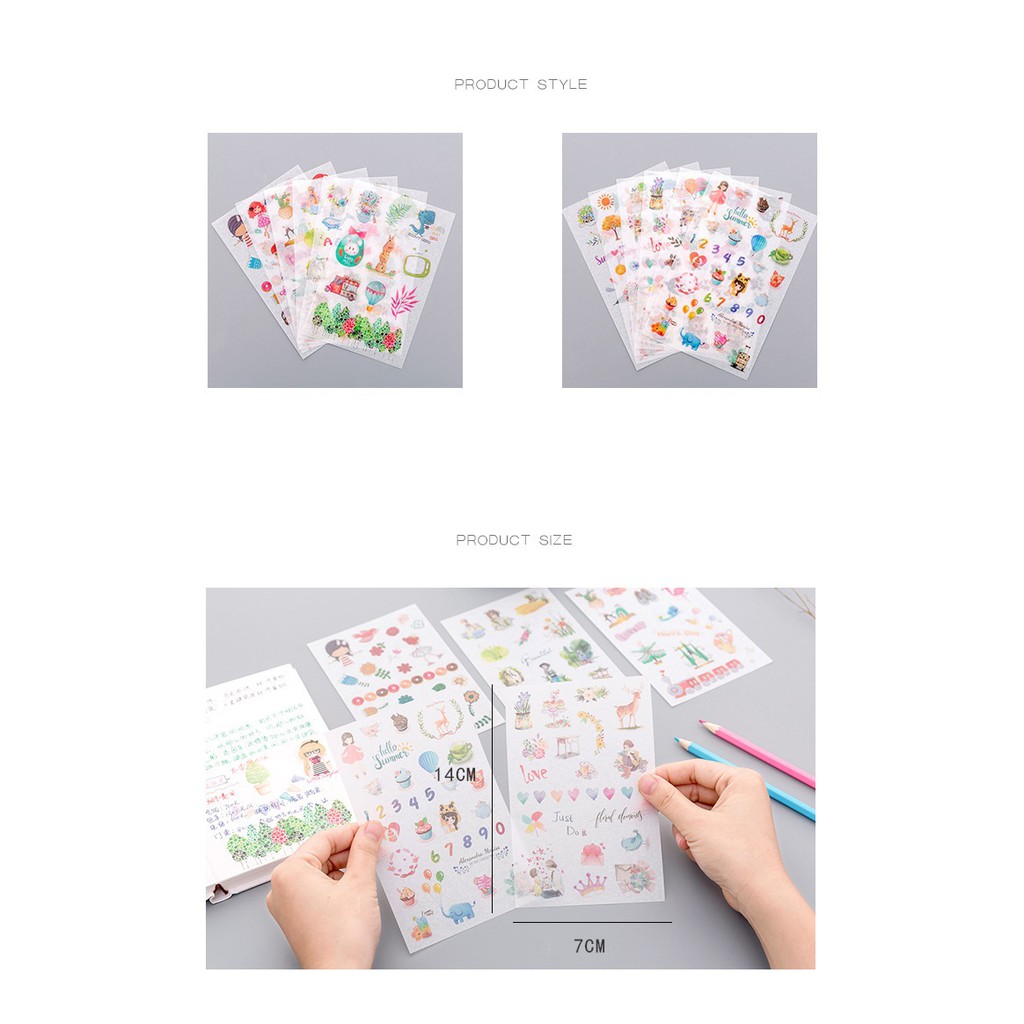 Bộ 6 Tấm Sticker Giấy Hello Summer 1-9