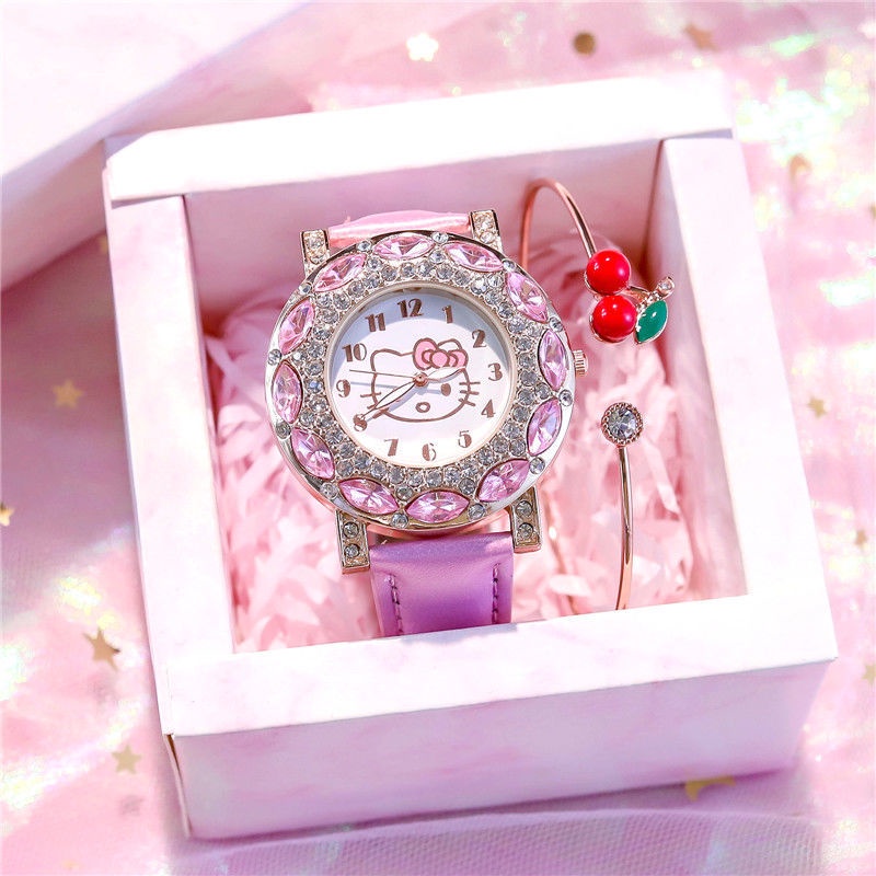 Đồng Hồ Đeo Tay Chống Nước Chống Rơi Hình Mèo kitty Dễ Thương Dành Cho Học Sinh Tiểu Học / Trung Học / Bé Gái