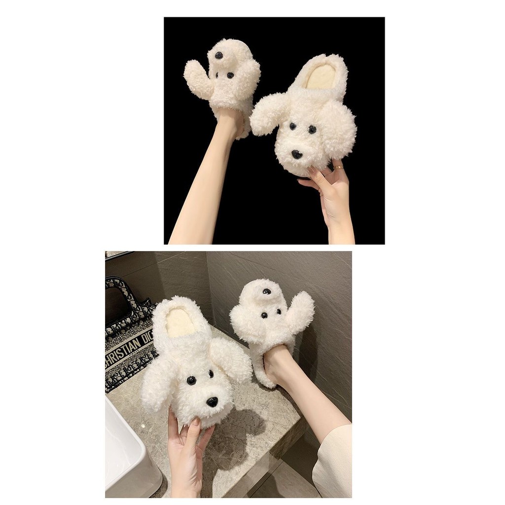 Dép bông đi trong nhà dép chó bông cute đế cao su chống trơn