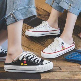Giày hở gót canvas chuột mickey - Giày sục nữ(Kèm ảnh thật)