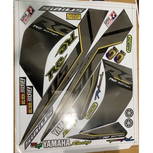 Tem xe sirius FI RC xám vàng