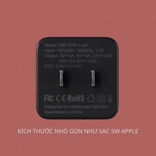 Sạc nhanh Velasboost 33W GAN (PD, PPS, QC)
