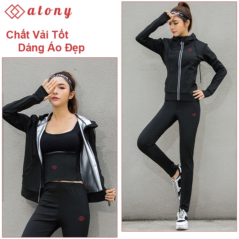Áo Giảm Mỡ Bụng ATONY Chính Hãng Cho Nữ, Sinh Nhiệt, Đổ Mồ Hôi, Đánh Tan Mỡ Thừa, Tráng Nano Bạc Nhật Bản Hỗ Trợ Tập Gym