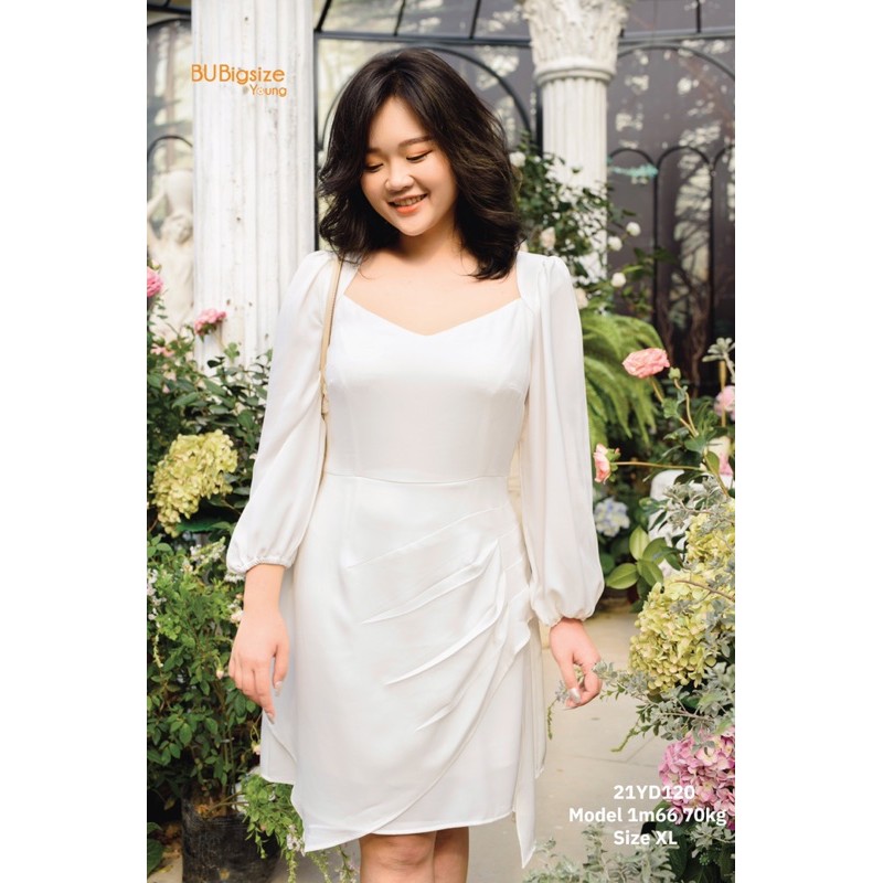 Đầm xếp ly chéo thân dưới big size 55kg đến 90kg - 21YD120 - [BU Bigsize Young]