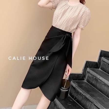 CHÂN VÁY NƠ BUỘC CHÉO VẠT- Chân váy Công Sở- Chất Sang Xịn- Vạt Lệch màu đen và nâu tây [freeship+ có hình ảnh + video] | BigBuy360 - bigbuy360.vn