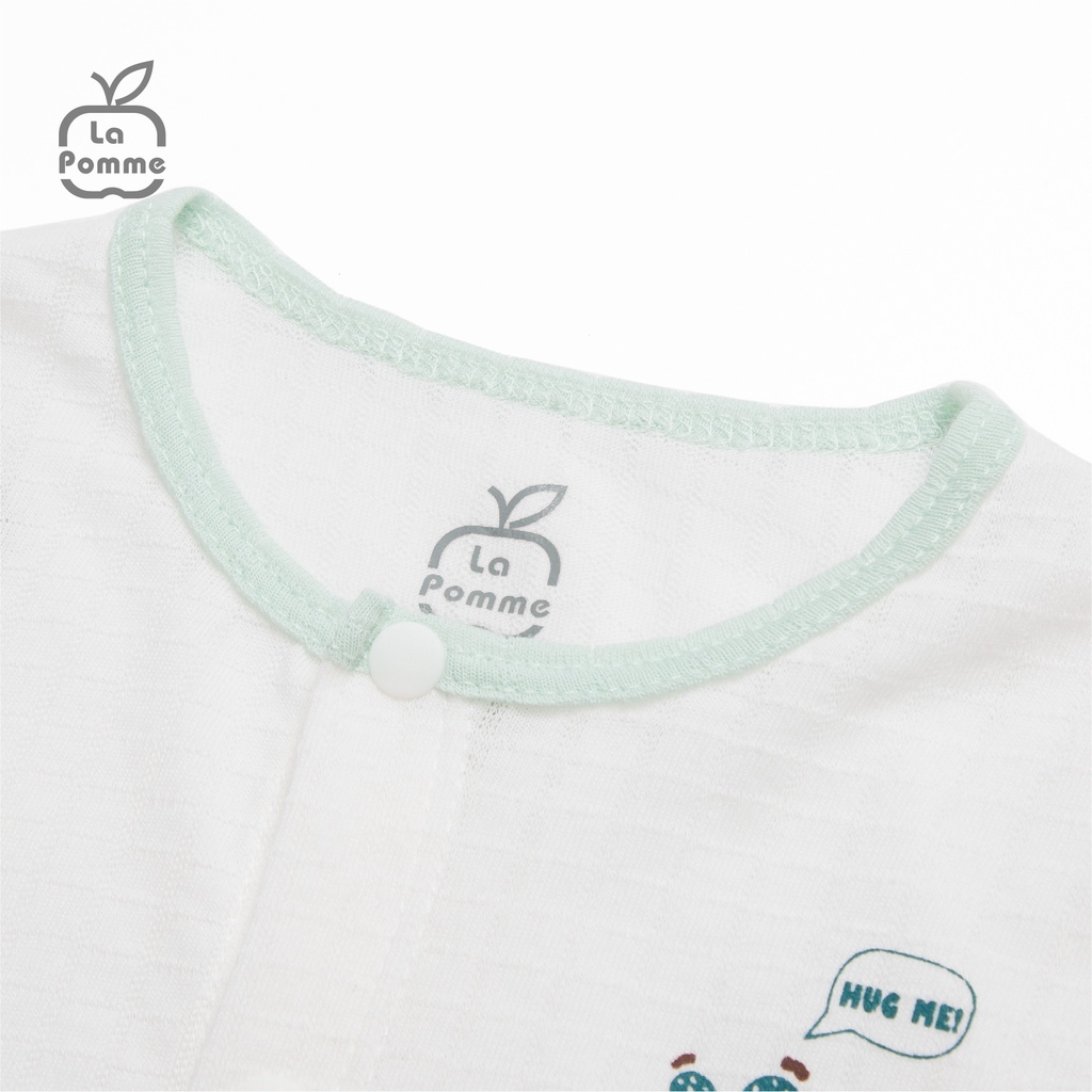SLS180 Bộ dài tay La Pomme cúc giữa Xương rồng Trắng xanh
