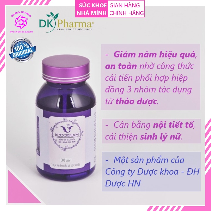 SKNM | Viên Uống Nám & Sinh Lý Nữ - Thảo Mộc Kooconam ® - Hộp 30v (DKpharma - ĐH Dược HN)