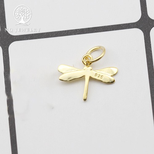 Charm bạc con chuồn chuồn mạ vàng treo - NQ Jewelry