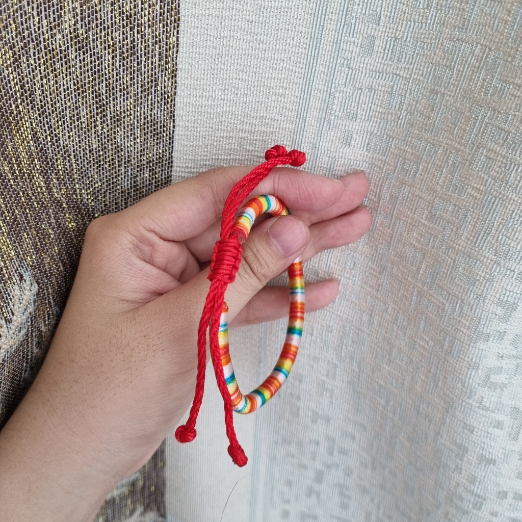 Vòng Tay EBI Chỉ Màu Ngũ Sắc Tây Tạng Bình An Dây rút Tùy chỉnh độ rộng