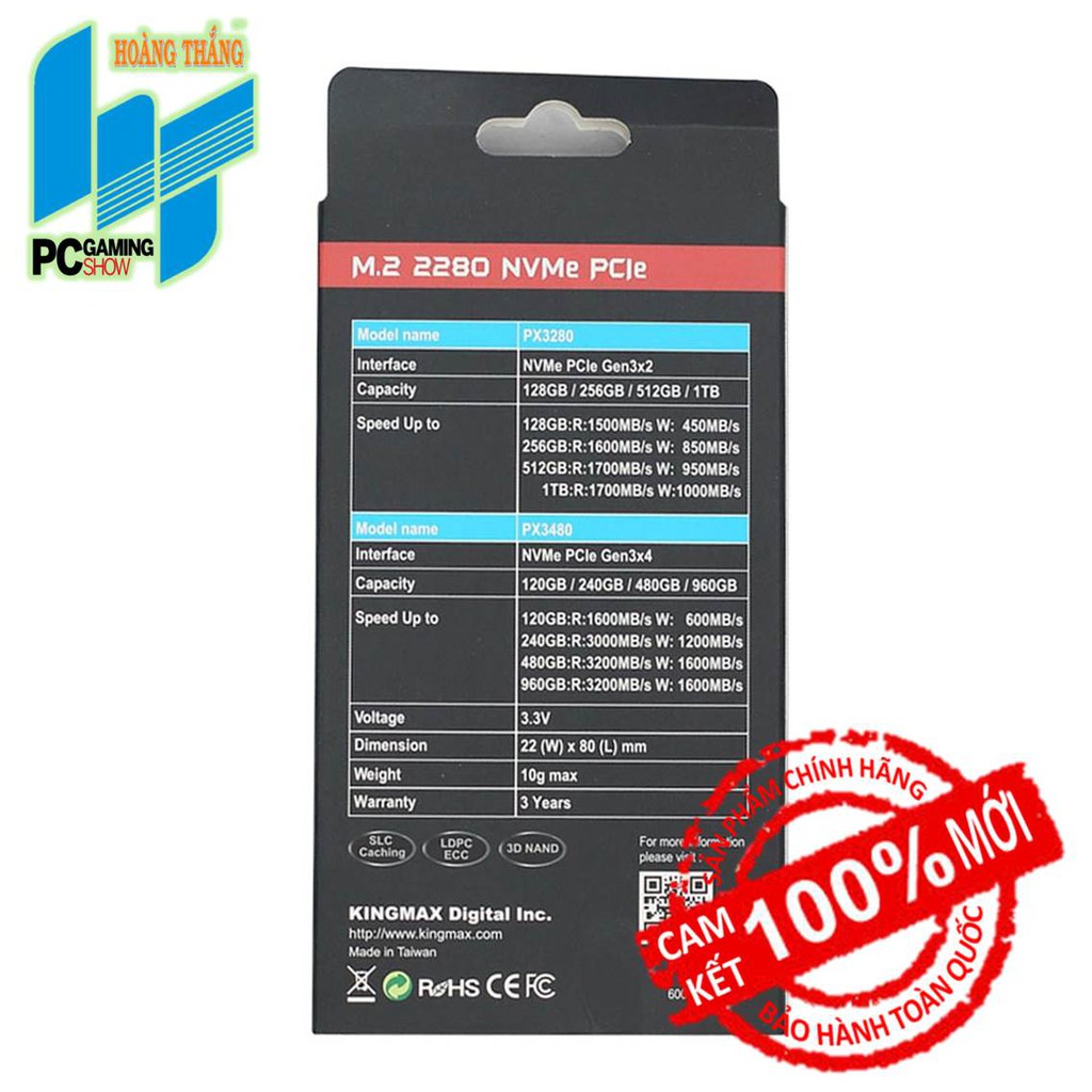 [Mã ELMS05 giảm 5% đơn 300k]Ổ cứng SSD Kingmax 128GB PX3280 Zeus (M.2-2280)