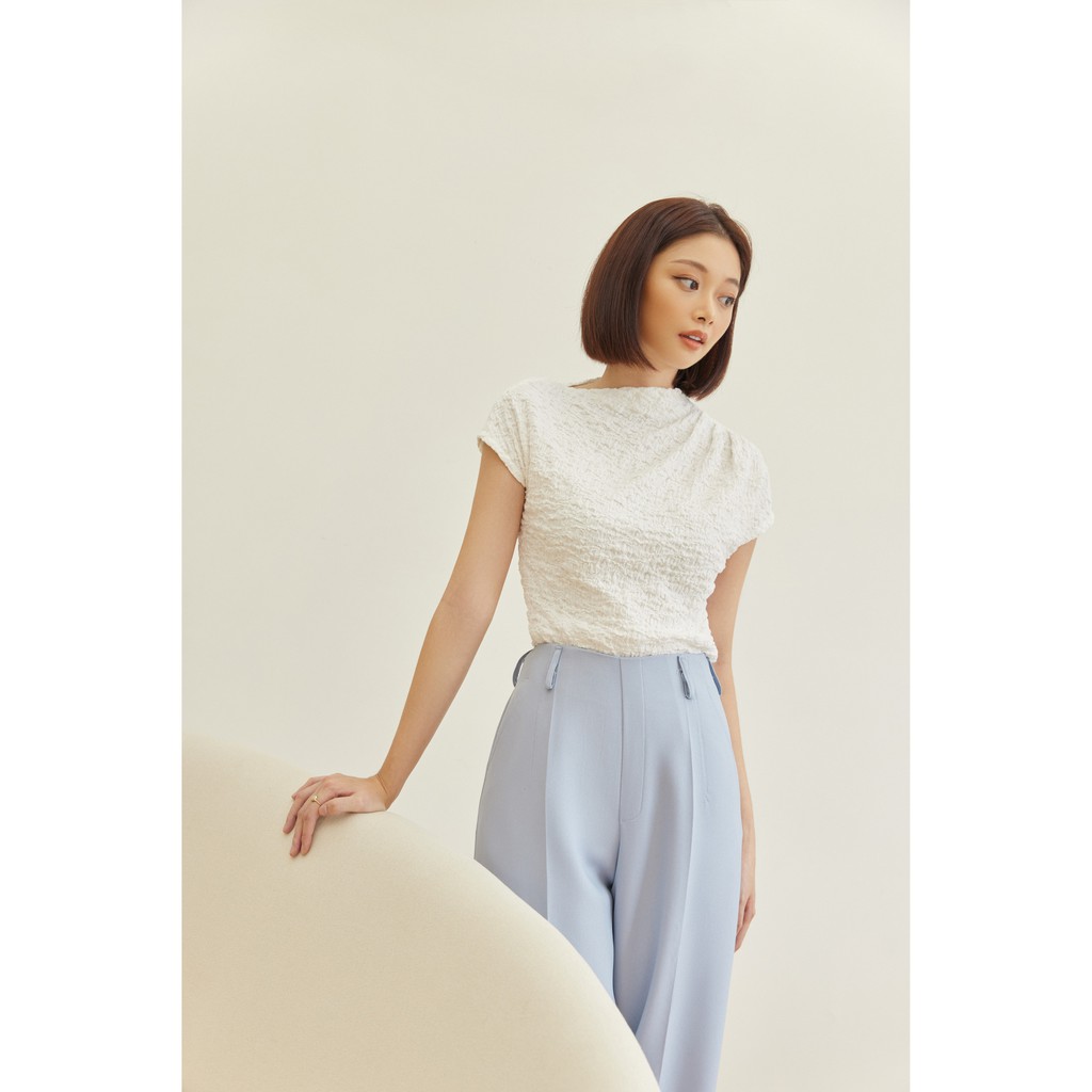 Quần Ống Rộng Dáng Suông Trắng - Xanh EDINI - Q175