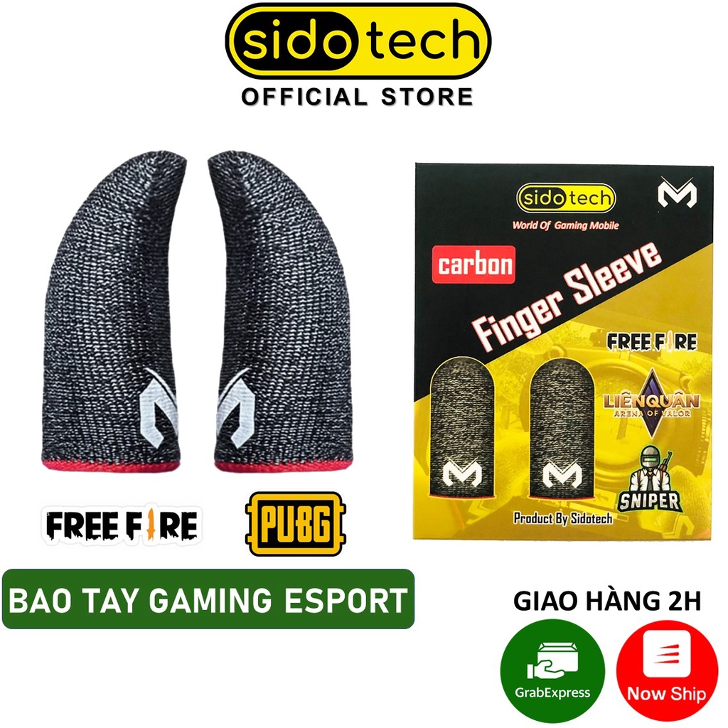 Bao tay chơi game FF siêu nhạy SIDOTECH Memo GT1 sợi carbon cảm ứng mượt cho game PUBG ROS Tốc Chiến Liên Quân mobile
