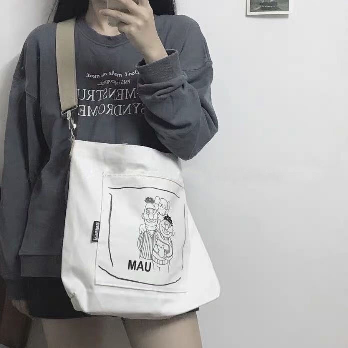 Túi Đeo Vai Vải Canvas Cỡ Lớn Thiết Kế Đơn Giản Cá Tính