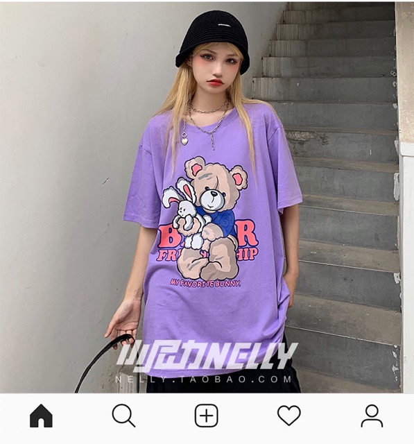 Áo phông nelly heybig sale(có sẵn) gấu tai hồng favorite bunny