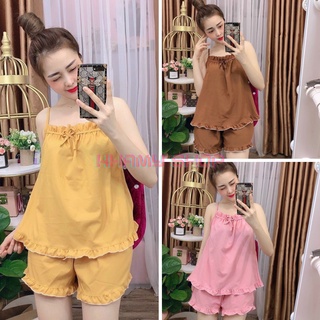 Đồ bộ mặc nhà, đồ bộ kiểu áo 2 dây trơn đủ màu sắc, chất satin cực đẹp giá rẻ, freesize