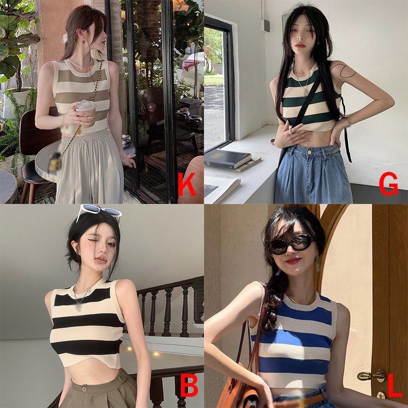 Áo Tank Top Dệt Kim Sát Nách Form Ôm Phong Cách Hàn Quốc