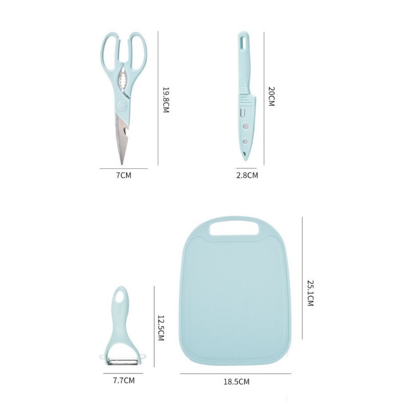 Bộ dao thớt chế biến ăn dặm 4 chi tiết cho bé hàng đẹp