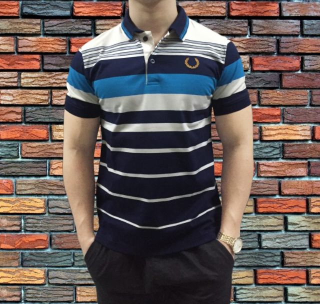 Áo thun nam ngắn tay cổ bẻ sọc bông lúa | BigBuy360 - bigbuy360.vn