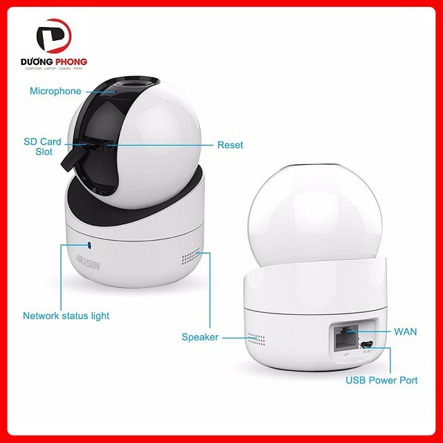 Camera Wifi không dây Hikvision Q21 DS-2CV2Q21FD-IW 2.0MP Xoay 360 đàm thoại 2 chiều - BH 24 tháng chính hãng