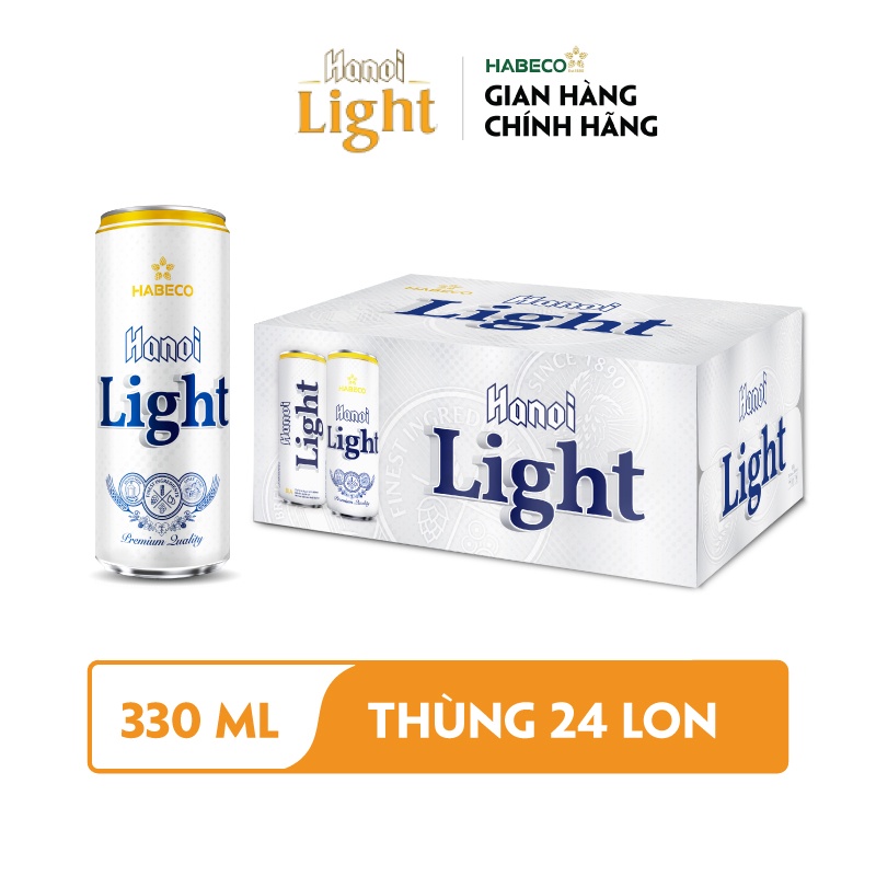 HỎA TỐC HÀ NỘI - COMBO 2 Thùng 24 lon Bia Hanoi BOLD &amp; Light –  HABECO (330ml/lon)