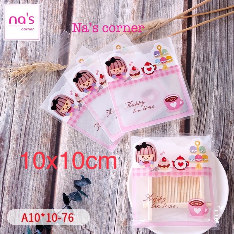 Bộ 10 / 20 / 50 túi kiếng tự dính 10x10cm đựng bánh kẹo, thun cột tóc, quà tặng