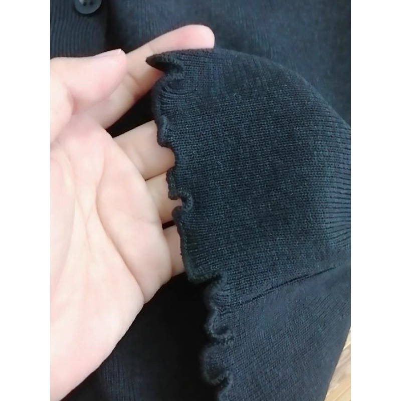 Áo Dệt Kim Cổ Chữ V Tay Ngắn Ren Bèo cho Mùa Hè