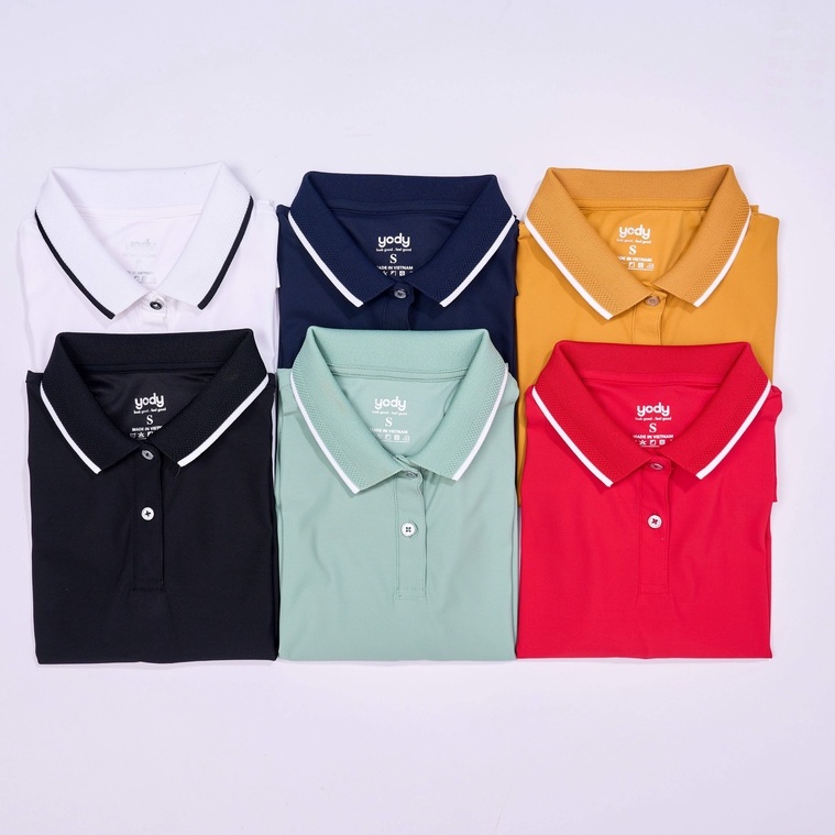 Áo polo nữ YODY vải Airycool phối nẹp bo quả trám siêu mát áo phông có cổ thoáng khí APN5046