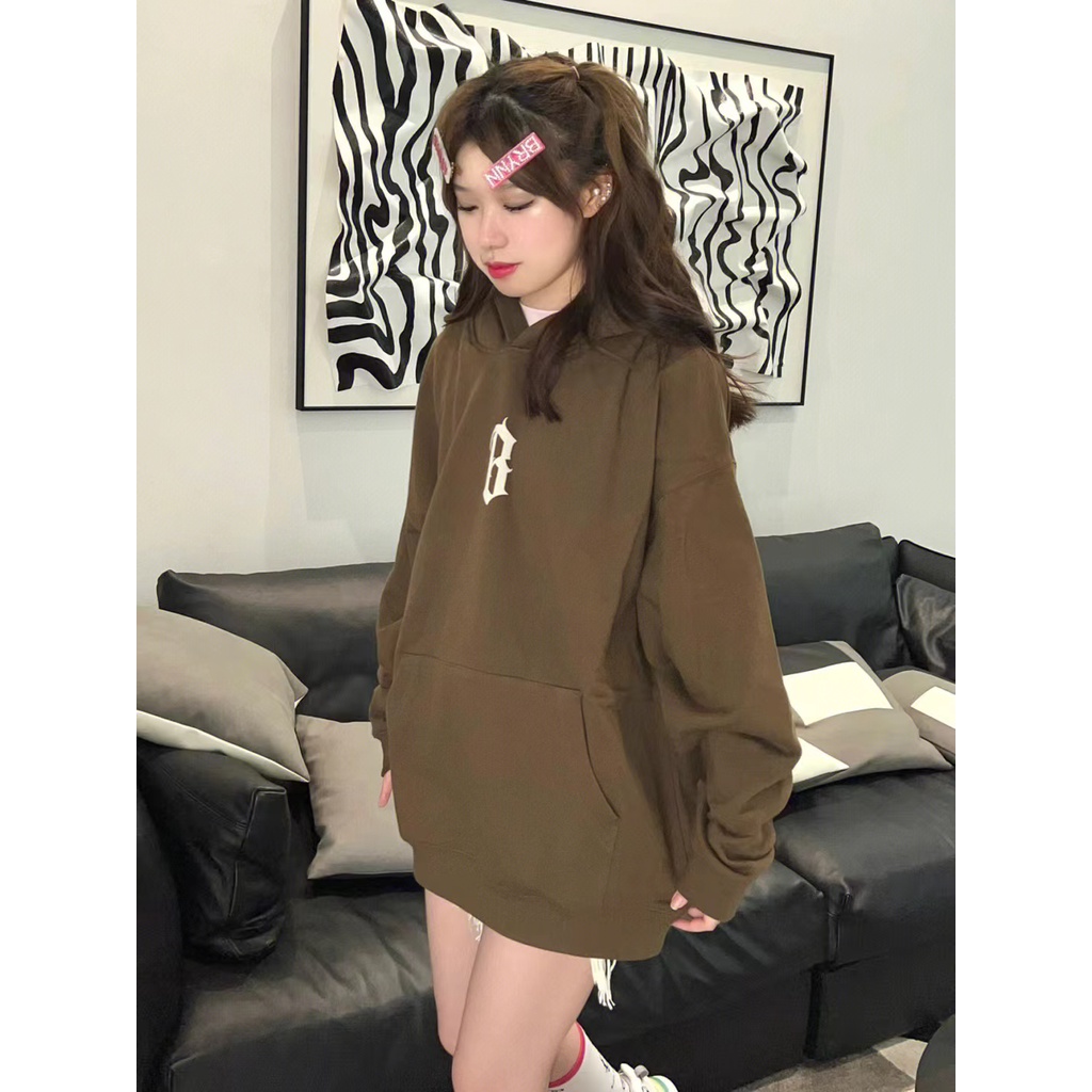 NRVP Áo Hoodie Tay Dài Oversize In Họa Tiết Phong Cách Hàn Quốc Kiểu Mới Cho Nam / Nữ