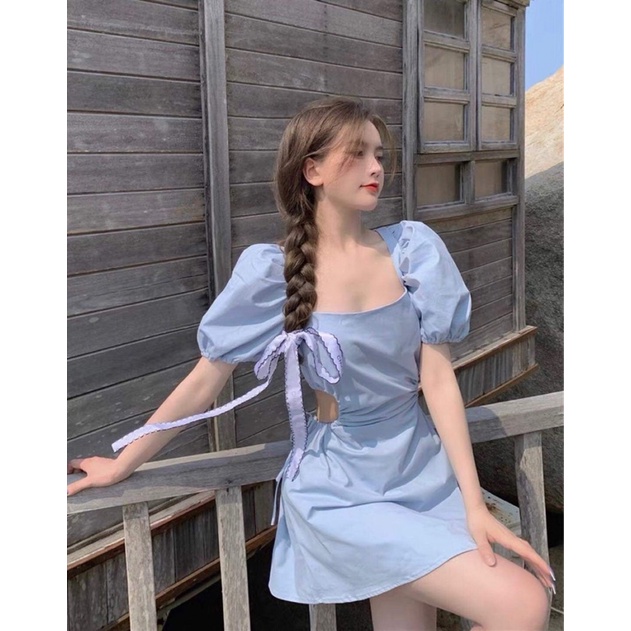 Váy Công Chúa Hở Lưng 🦋 Váy Sexy Buộc Dây Hotrend Xanh/Đen/Trắng 🦋 Boss | BigBuy360 - bigbuy360.vn