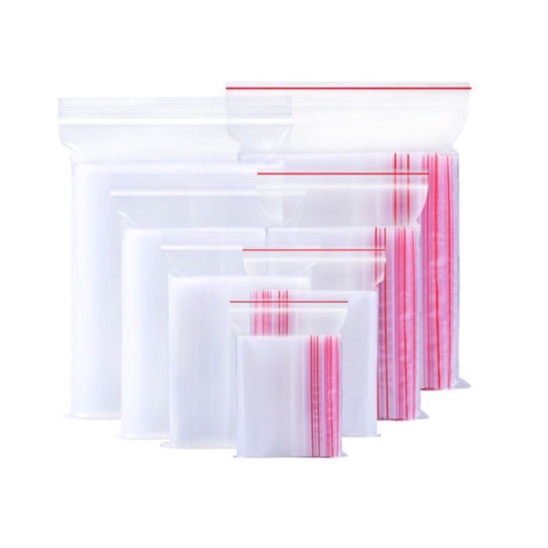 1kg túi zip chỉ đỏ, túi pe kín đựng hàng đủ size loại dày đẹp