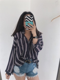 Sơ mi lụa sọc cá tính