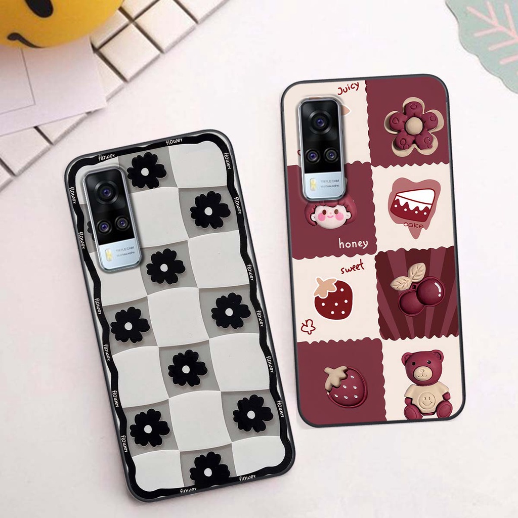 Ốp Vivo Y51 2020 in hình trái tim, caro kẹo ngọt đầy cá tính siêu đẹp siêu chất