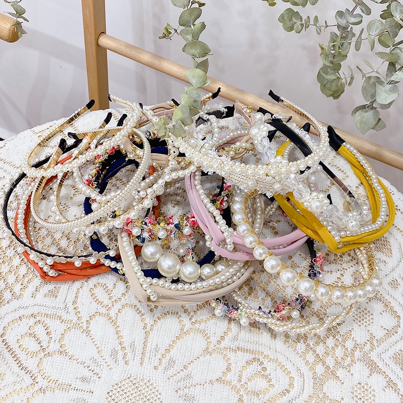 Băng Đô Cài Tóc Đính Ngọc Trai Nhân Tạo Phong Cách Hàn Quốc Thời Trang Cho Nữ