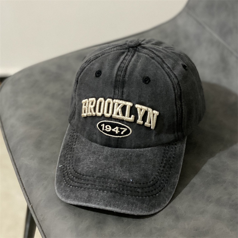 Mũ Lưỡi Trai Mềm Mại Thêu Chữ Phong Cách Retro Mỹ