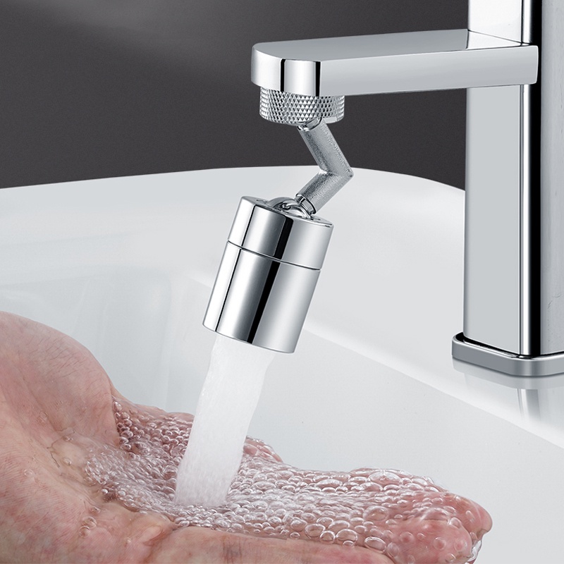 (Inox bóng) Đầu vòi nước, vòi tăng áp Lavabo 2 chế độ nước có thể xoay 720 độ chất liệu INOX bóng