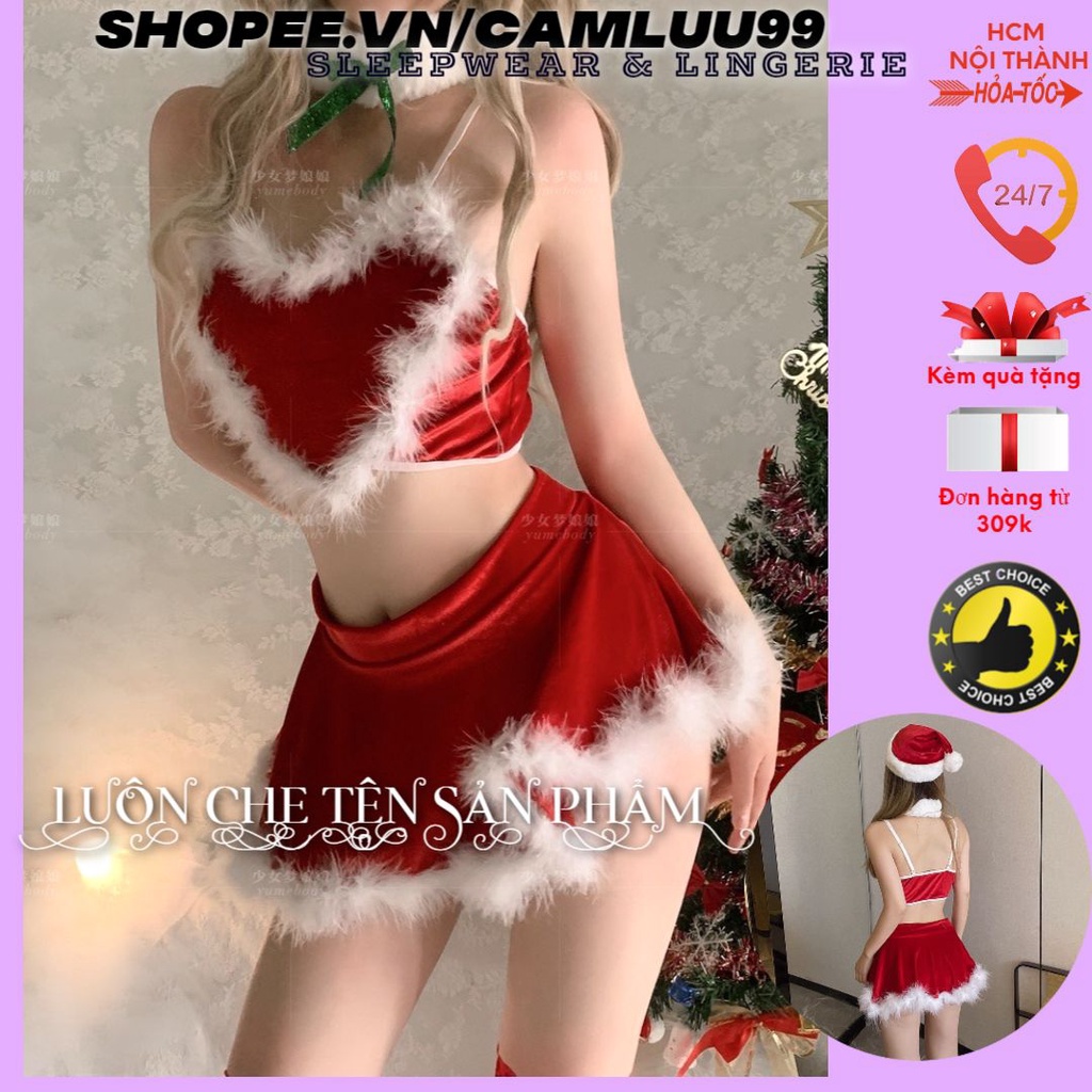 Sx812 Đồ Lót Nơ Đỏ Gợi Cảm - Nội Y Cho Đêm Giáng Sinh Nóng Bỏng - Cosplay Christmas Sexy - cẩm lưu