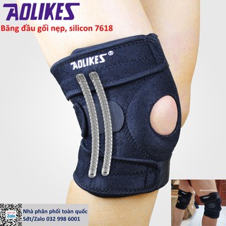 Băng đầu gối thể thao Aolikes 7618 Gym, Tennis, Đá bóng, Cầu lông, Bóng chuyền Đệm silicon và 4 nẹp lò xo hanoigym