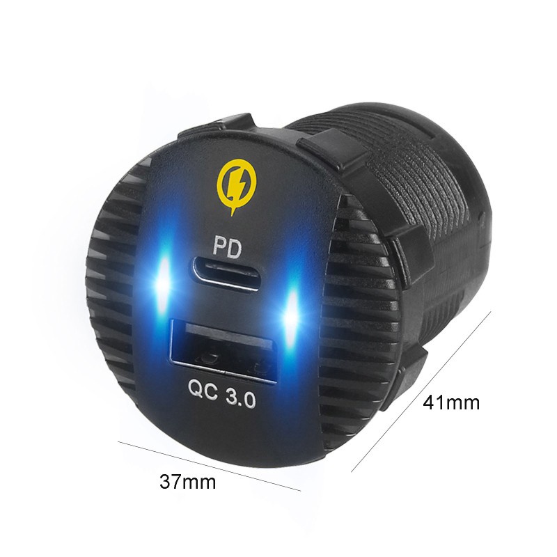 SHAS PD Type C USB C Car Charger Socket 18W and QC 3.0 USB Quick Charge for SUV Truck