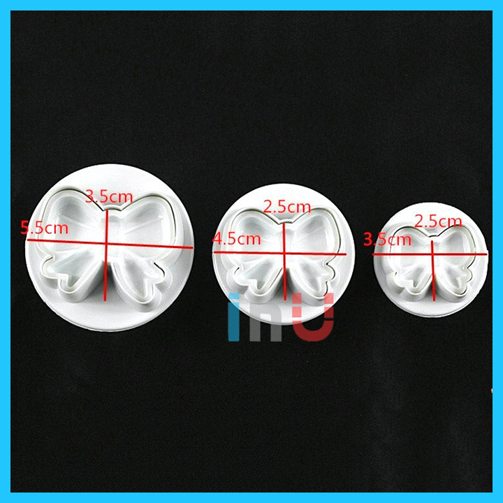 HCM - Bộ 3 Khuôn cutter nhấn Nơ nữ làm bánh quy, cắt bánh fondant CA131