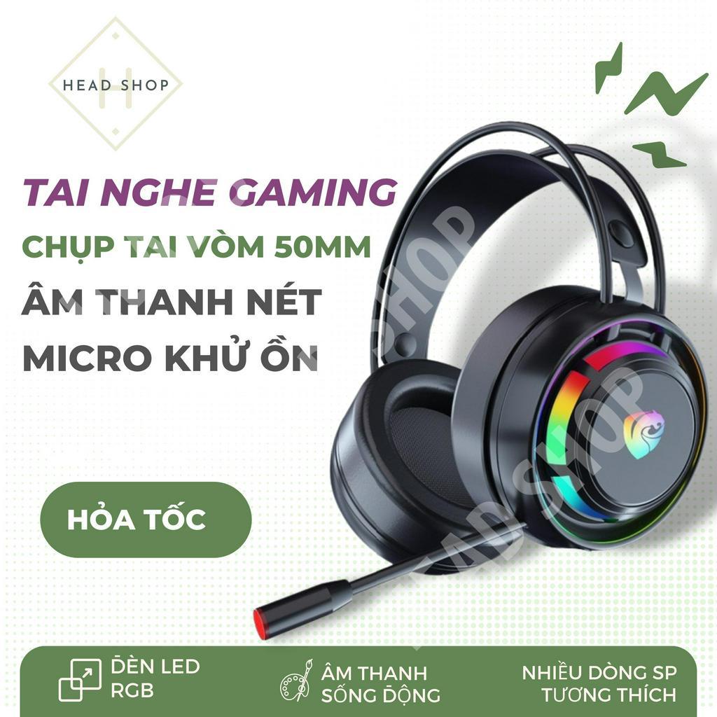 Tai nghe Gaming chụp tai có mic đèn led RGB cho máy tính PC Laptop Điện thoại âm thanh vòm PSH HeadShop