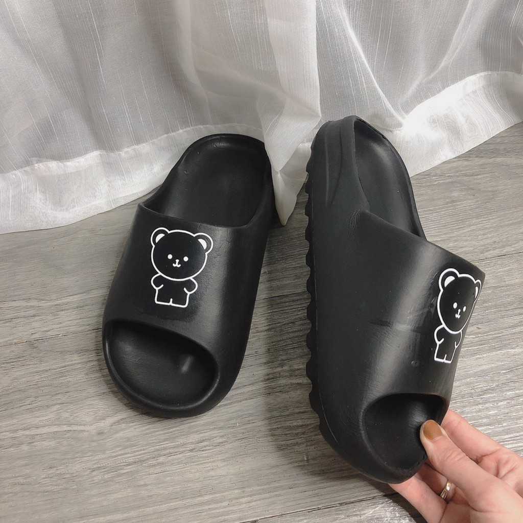 Dép nữ quai ngang đế nhẹ in hình gấu dễ thương 106