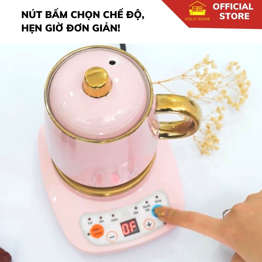 [Mã BMBAU300 giảm 10% đơn 499K] Cốc Chưng Yến, Hầm Đa Năng YOLO HOME Màu Hồng 6 Chức Năng